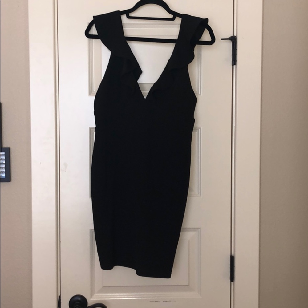Lulu’s Black Bodycon Ruffle Dress